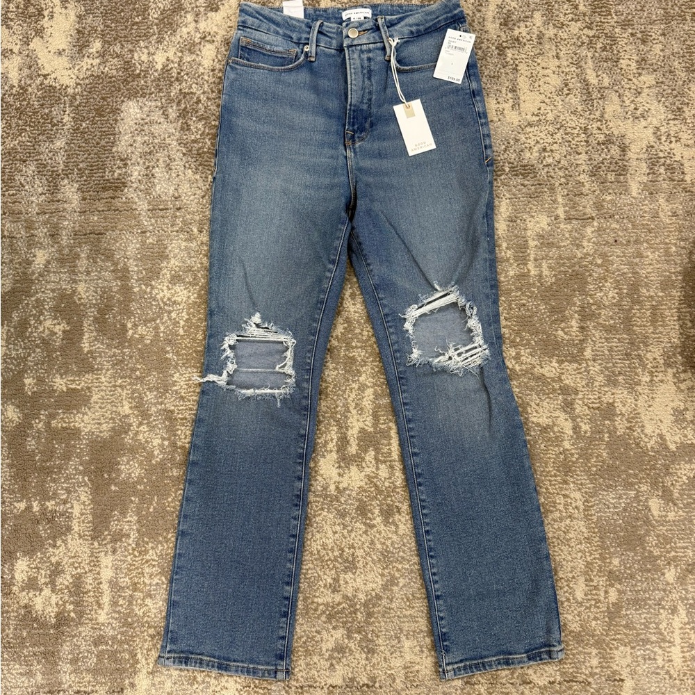 Good American Good Vintage NWT Blue Distressed Women Jeans